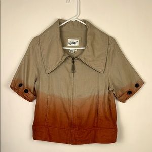 Live A Little 100% Linen Full Zip Hombre Jacket Woman's in Orange and Ta…